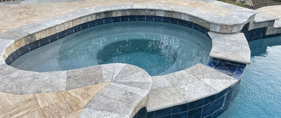 A pool spa in Bridgehampton, NY, from a renovation.