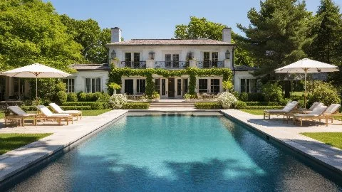 Luxury home with pool in Bridgehampton, NY.